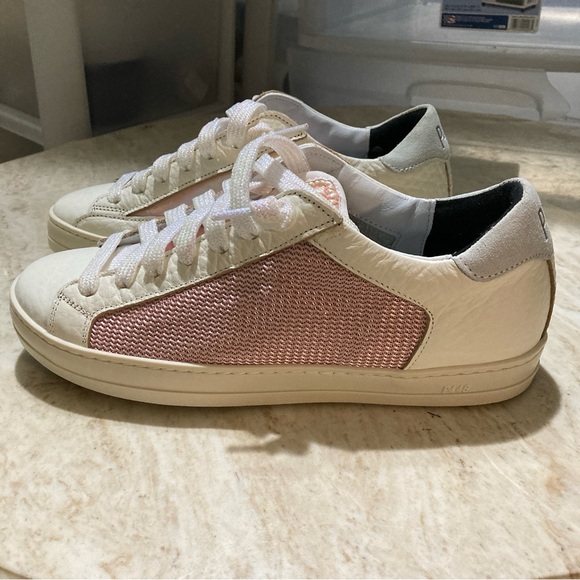 P448 John Glitter Sneakers Pink Iridescent Size 6 - Picture 2 of 5